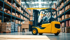 Logistics professionals coordinating operations in a bustling warehouse environment.