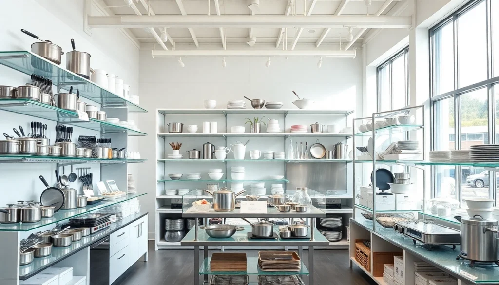 Explore kitchenware Auckland with quality cookware and bakeware showcased in a stylish retail setting.