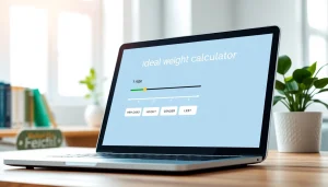 Calculate your ideal weight calculator using an engaging digital interface in a bright office.