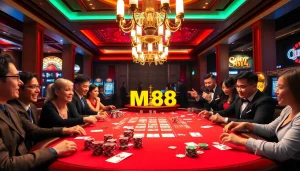 Engage with mm88 at a vibrant casino table featuring poker chips and cards.
