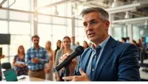 Capture the essence of news reporting at https://www.thedailynewsonline.com with engaged journalists in a vibrant newsroom.