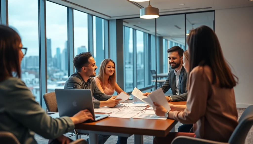 Migration agent Melbourne assisting diverse clients in a professional consultation setting