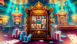 Experience the thrill of the Olympus slot with a spectacular casino scene featuring vibrant graphics and luxurious decor.