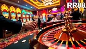 Experience high-energy gambling at RR88 with vibrant casino tables and focused players.