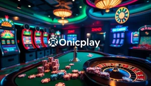 Experience the excitement of casinos with Onicplay's vibrant slot machines and roulette wheel.