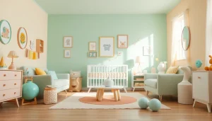 Stylish MMOO baby gear displayed in a vibrant nursery with pastel colors.