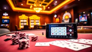 Engaging scene of a poker table setup showcasing 98WIN's gambling offerings in a luxurious casino.
