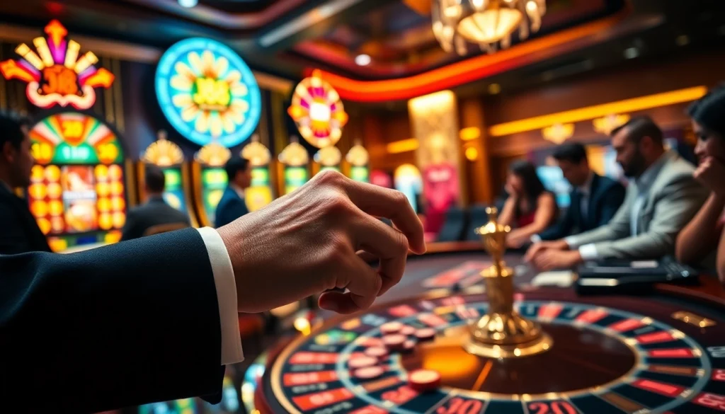 Players engaging in j88 gaming excitement at a vibrant casino table.