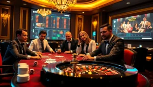 Người chơi BetVIP tham gia poker với mức cược cao, trong bối cảnh casino sang trọng và giao diện trò chơi trực tuyến