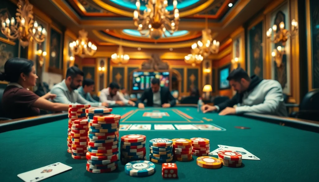 Engage in excitement at the Lc88 Link casino table showcasing vibrant poker action.