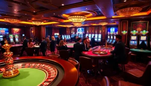 Gambler placing bets at an upscale casino table with go8.com branding.