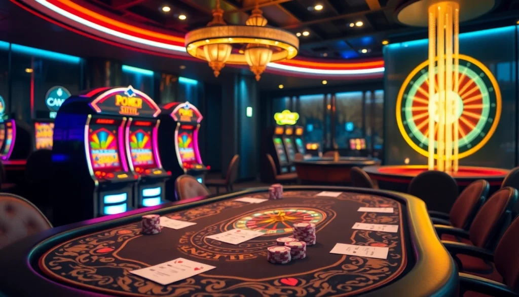Engaging gamblers at a luxurious casino with MMOO-themed poker and slot machines.