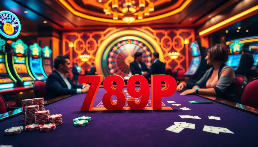 Players enjoying the thrilling atmosphere at 789P casino with poker chips and roulette.