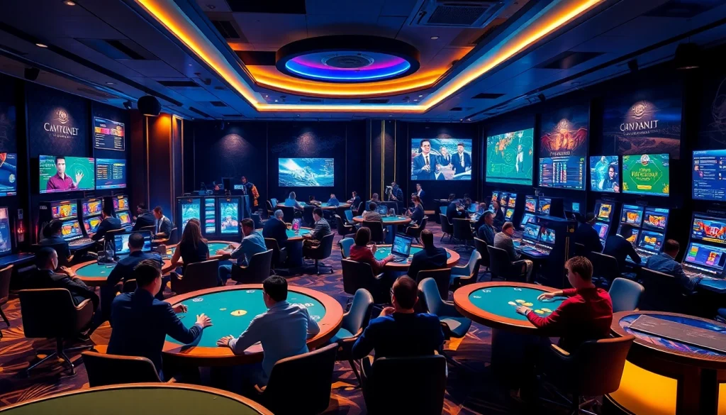 An engaging online gaming lounge showcasing players enjoying diverse games, reflecting the dynamic spirit of https://jun88pl.com/ in 2025.